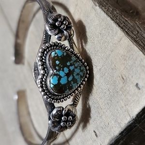 Gorgeous ♥️ Tourqoise Heart Cuff- Sterling Silver 925